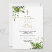 Invitation Célébration de la vie funéraire de verdure chrétie (Devant)