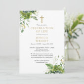 Invitation Célébration de la vie funéraire de verdure chrétie (Debout devant)