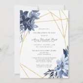 Invitation Célébration de la vie funéraire Dusty Blue Floral (Devant)