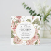 Invitation Célébration de la vie funéraire Dusty rose Rose Fl (Debout devant)