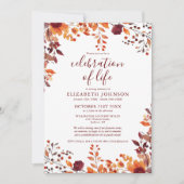 Invitation Célébration de la vie funéraire florale automnale  (Devant)