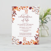 Invitation Célébration de la vie funéraire florale automnale  (Debout devant)