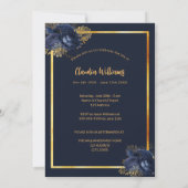 Invitation Célébration de la vie funéraire marine bleu or pho (Dos)