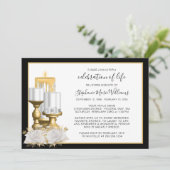 Invitation Célébration de la vie funéraire Mémorial blanc Bou (Debout devant)