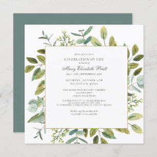 Invitation Célébration de la vie funéraire Mémorial Botanique