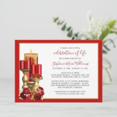 Invitation Célébration de la vie funéraire Memorial bougie ro (Debout devant)