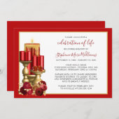 Invitation Célébration de la vie funéraire Memorial bougie ro (Devant / Derrière)