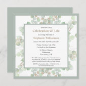 Invitation Célébration de la vie funéraire Mémorial Eucalyptu (Devant / Derrière)