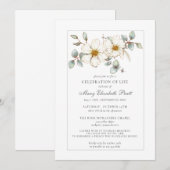 Invitation Célébration de la vie funéraire Memorial Floral bl (Devant / Derrière)