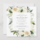 Invitation Célébration de la vie funéraire Memorial Floral bl (Devant)