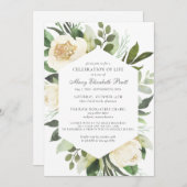 Invitation Célébration de la vie funéraire Memorial Floral bl (Devant / Derrière)