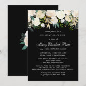 Invitation Célébration de la vie funéraire Memorial Floral bl (Devant / Derrière)