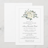 Invitation Célébration de la vie funéraire Memorial Floral bl (Devant / Derrière)