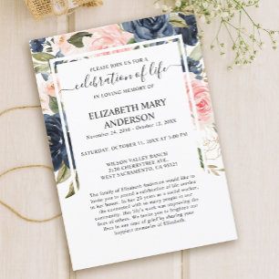 Invitation Célébration de la vie funéraire Memorial Marine ro