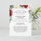 Invitation Célébration de la vie funéraire Memorial Red Roses (Debout devant)