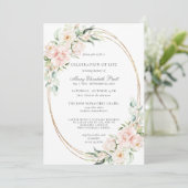 Invitation Célébration de la vie funéraire Mémorial rose flor (Debout devant)