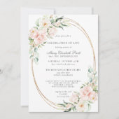 Invitation Célébration de la vie funéraire Mémorial rose flor (Devant)