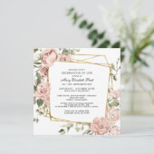 Invitation Célébration de la vie funéraire Mémorial rose flor (Debout devant)