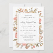 Invitation Célébration de la vie funéraire Mémorial rose flor (Devant)