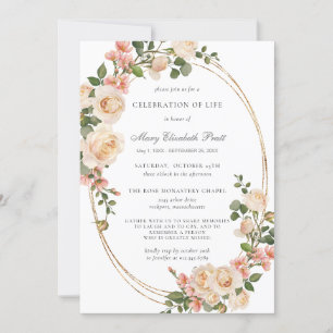 Invitation Célébration de la vie funéraire Mémorial rose flor
