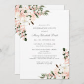 Invitation Célébration de la vie funéraire Mémorial rose flor (Devant / Derrière)