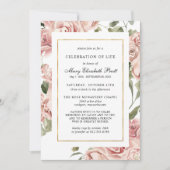 Invitation Célébration de la vie funéraire Mémorial rose Flor (Devant)