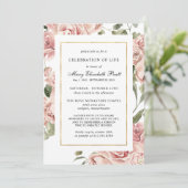 Invitation Célébration de la vie funéraire Mémorial rose Flor (Debout devant)