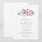 Invitation Célébration de la vie funéraire Mémorial rose flor (Devant / Derrière)