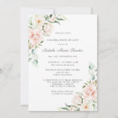 Invitation Célébration de la vie funéraire Mémorial rose flor (Devant)