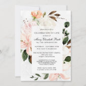 Invitation Célébration de la vie funéraire Mémorial rose Flor (Devant)