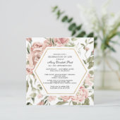 Invitation Célébration de la vie funéraire Mémorial rose Flor (Debout devant)