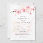 Invitation Célébration de la vie funéraire Mémorial rose flor (Devant)