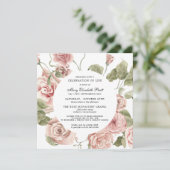 Invitation Célébration de la vie funéraire Mémorial rose Flor (Debout devant)