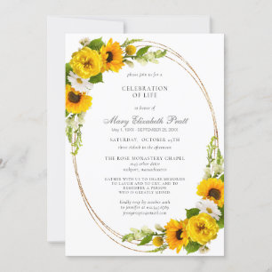 Invitation Célébration de la vie funéraire Mémorial tournesol