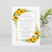 Invitation Célébration de la vie funéraire Mémorial tournesol (Debout devant)