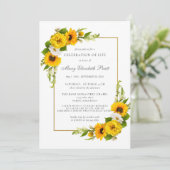 Invitation Célébration de la vie funéraire Mémorial tournesol (Debout devant)