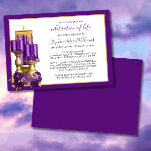 Invitation Célébration de la vie funéraire Memorial violet bo