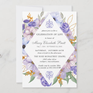 Invitation Célébration de la vie funéraire Mémorial violet fl