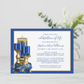 Invitation Célébration de la vie funéraire Monument bleu boug (Debout devant)