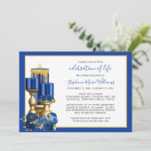 Invitation Célébration de la vie funéraire Monument bleu boug (Debout devant)