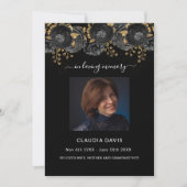 Invitation Célébration de la vie funéraire photo florale noir (Devant)