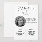 Invitation Célébration de la vie funéraire service commémorat (Devant / Derrière)