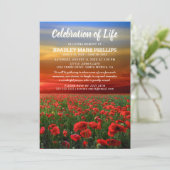 Invitation Célébration de la vie | Funeral Memorial Poppy Fie (Debout devant)