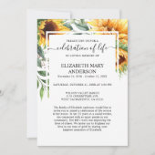 Invitation Célébration de la vie Funeral Memorial Tournesol (Devant)