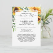 Invitation Célébration de la vie Funeral Memorial Tournesol (Debout devant)