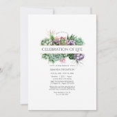Invitation Célébration de la vie géométrique de succulentes a (Devant)