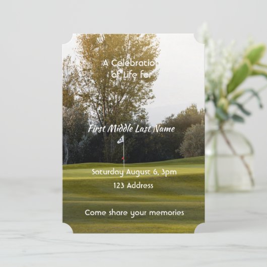 Invitation Célébration de la vie Golf Golf Golf Course Golf (Debout devant)