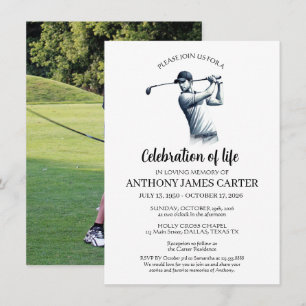 Invitation Célébration de la vie golfeur golf photo funéraill
