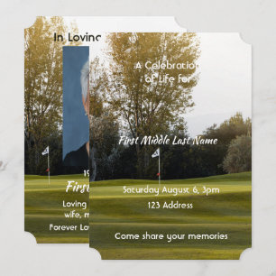 Invitation Célébration de la vie  Golfeur Terrain de golf Gol
