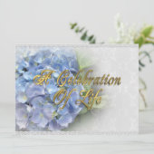 Invitation Célébration de la vie Hydrangea et dentelle (Debout devant)